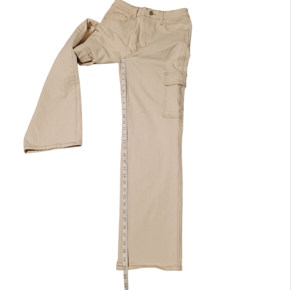 Flying Monkey Ecru - 90's Super High Rise Slim Wide Cargo Jeans F5451ECR Size 28 - Picture 4 of 11